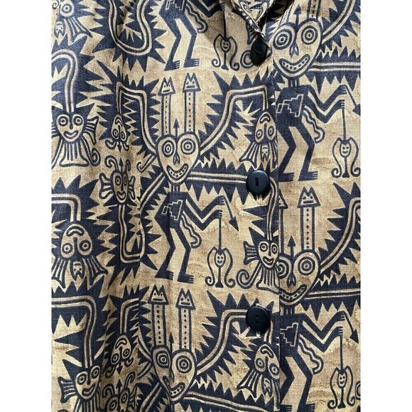 PERUVIAN CONNECTION Tribal Button Front Pima Cotton Maxi Dress sz 8 - Picture 5 of 10